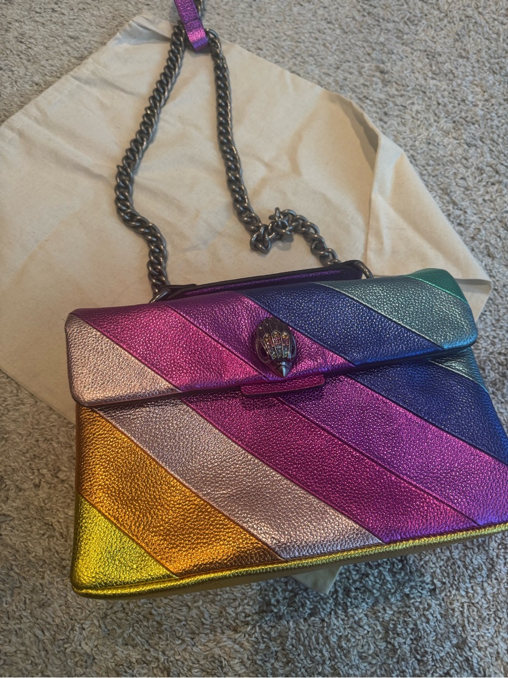 Kurt Geiger Metallic Rainbow Stripe Shoulder Bag